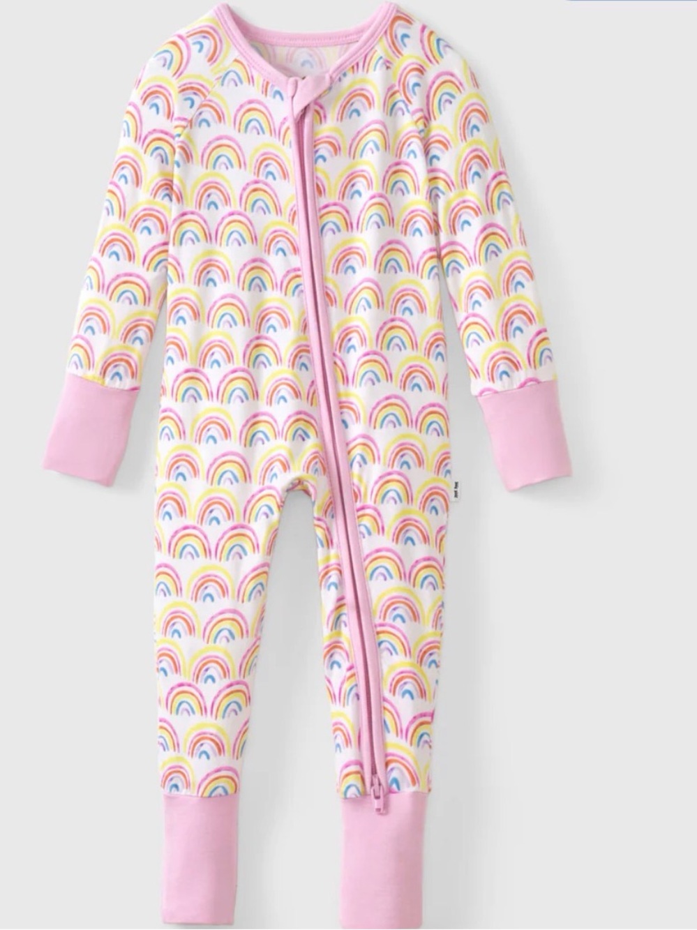 Little sleepies Pastel Pink Rainbows Zippy Bamboo Size 2T NWT